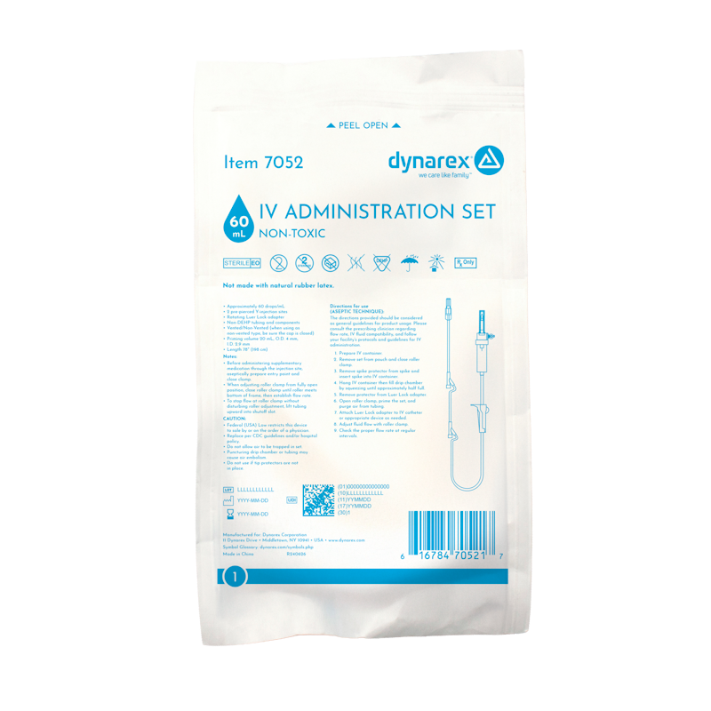 IV Administration Set - 60 Drops/mL, 78", 2 Injection Sites, 50 per Box