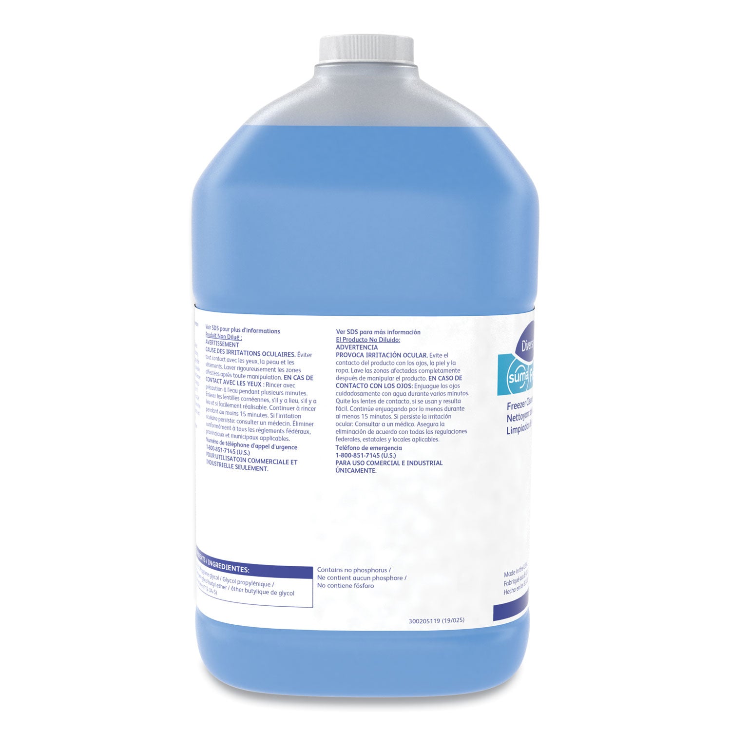 Diversey Suma Freeze D2.9 Freezer Cleaner, Ready-To-Use, 128 fl oz (4 quart), Phosphate-free, Residue-free, Fragrance-free, Blue, 1 Each