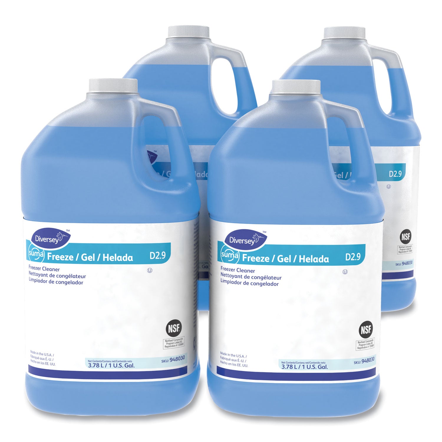 Diversey Suma Freeze D2.9 Freezer Cleaner, Ready-To-Use, 128 fl oz (4 quart), Phosphate-free, Residue-free, Fragrance-free, Blue, 1 Each