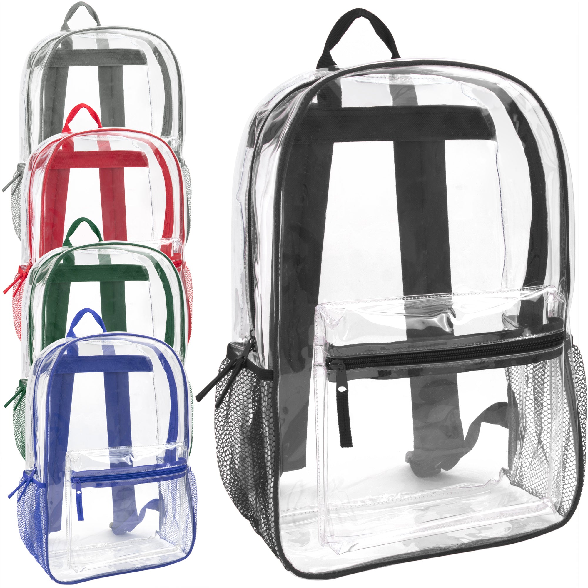 Classic 17 Inch Clear Backpack - 5 Colors - 24 in the Pack