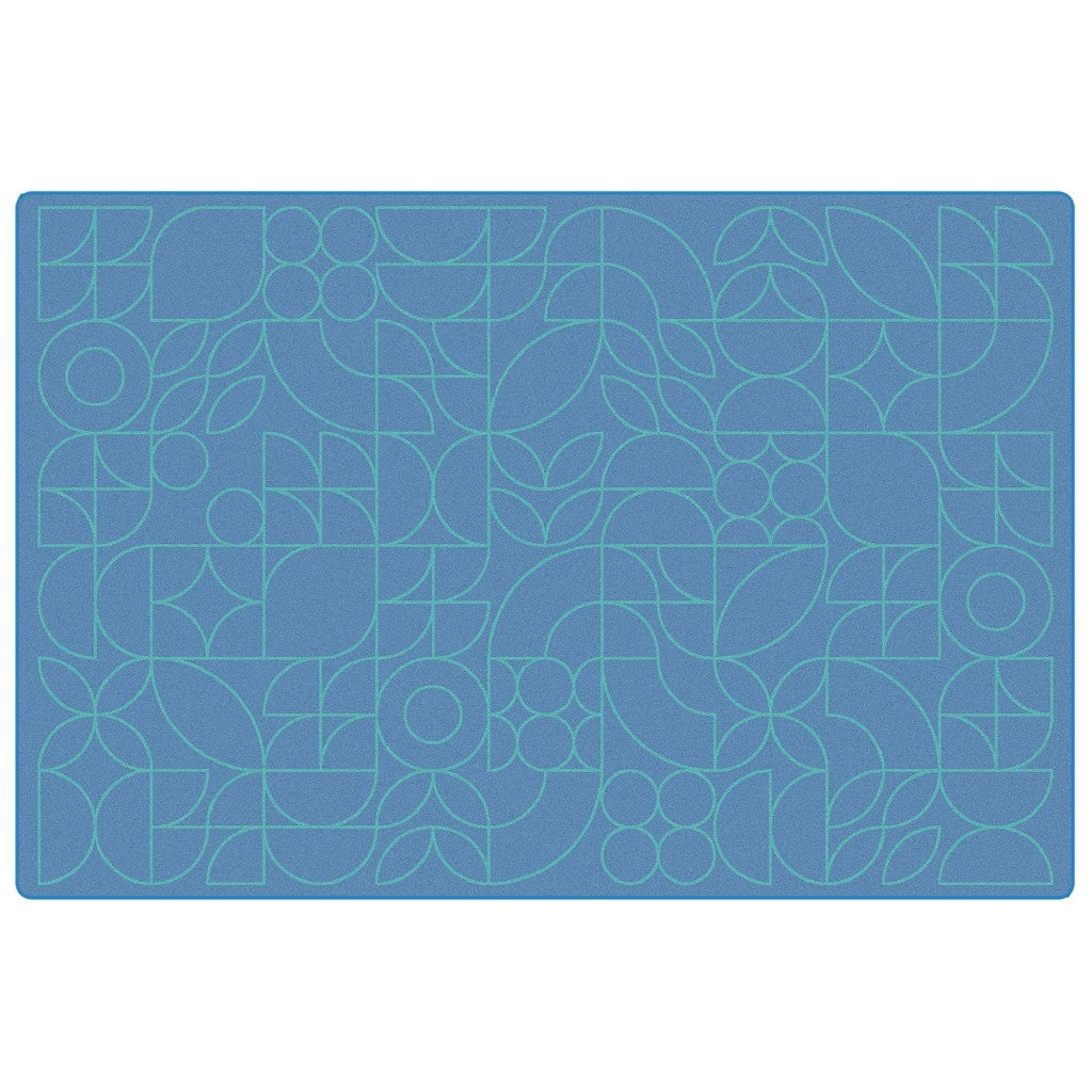 Scandinavian Doodle Large 2-Tone - 6ft X 9ft - Rectangle - Blue