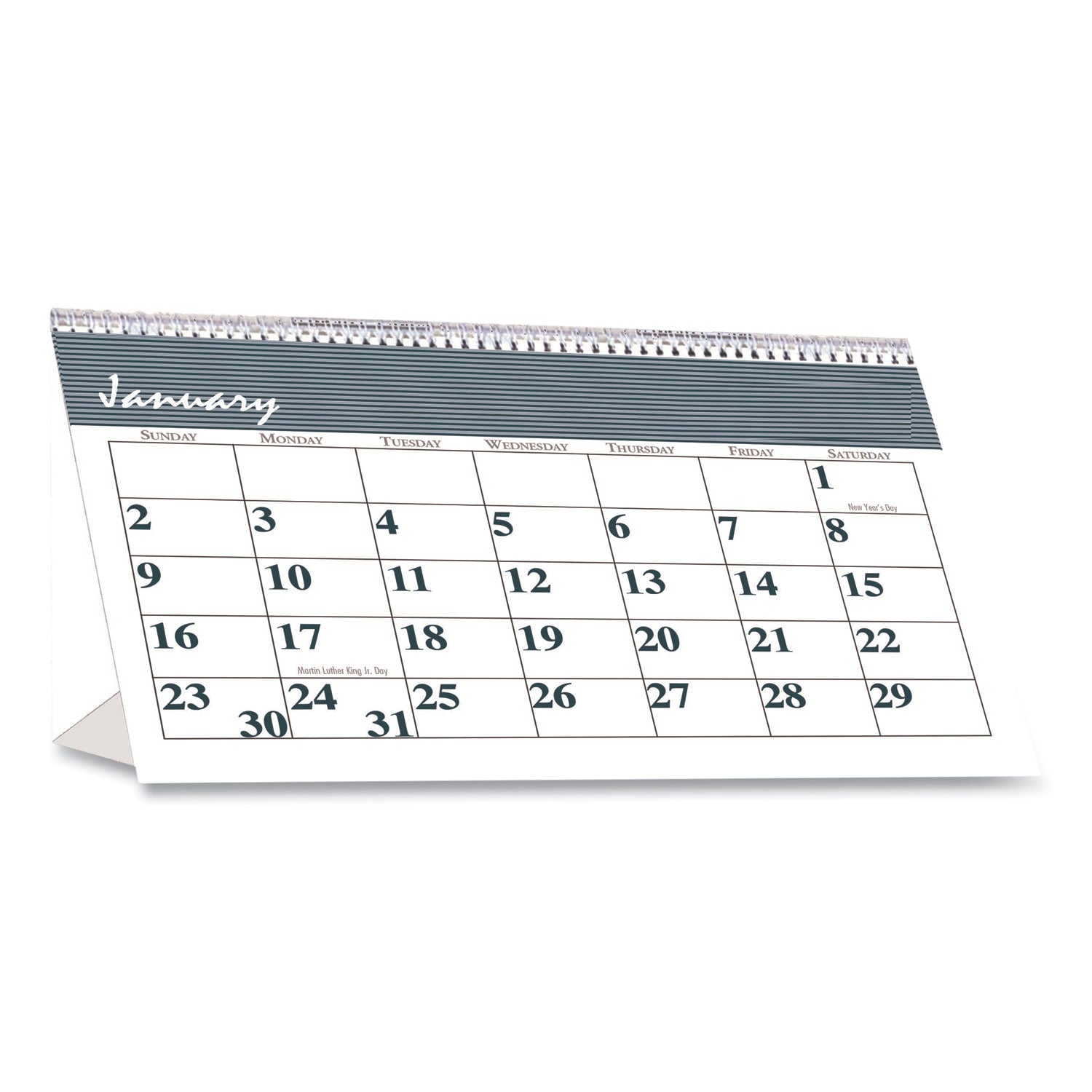 Julian Dates - Monthly - 12 Month - January 2026 to December 2026 - 1 Month Double Page Layout - 7" x 4 1/4" Sheet Size - Spiral Bound - Desktop - Blue, Gray - 4.3" Height x 7" Width - Reference Calendar - 1 Each