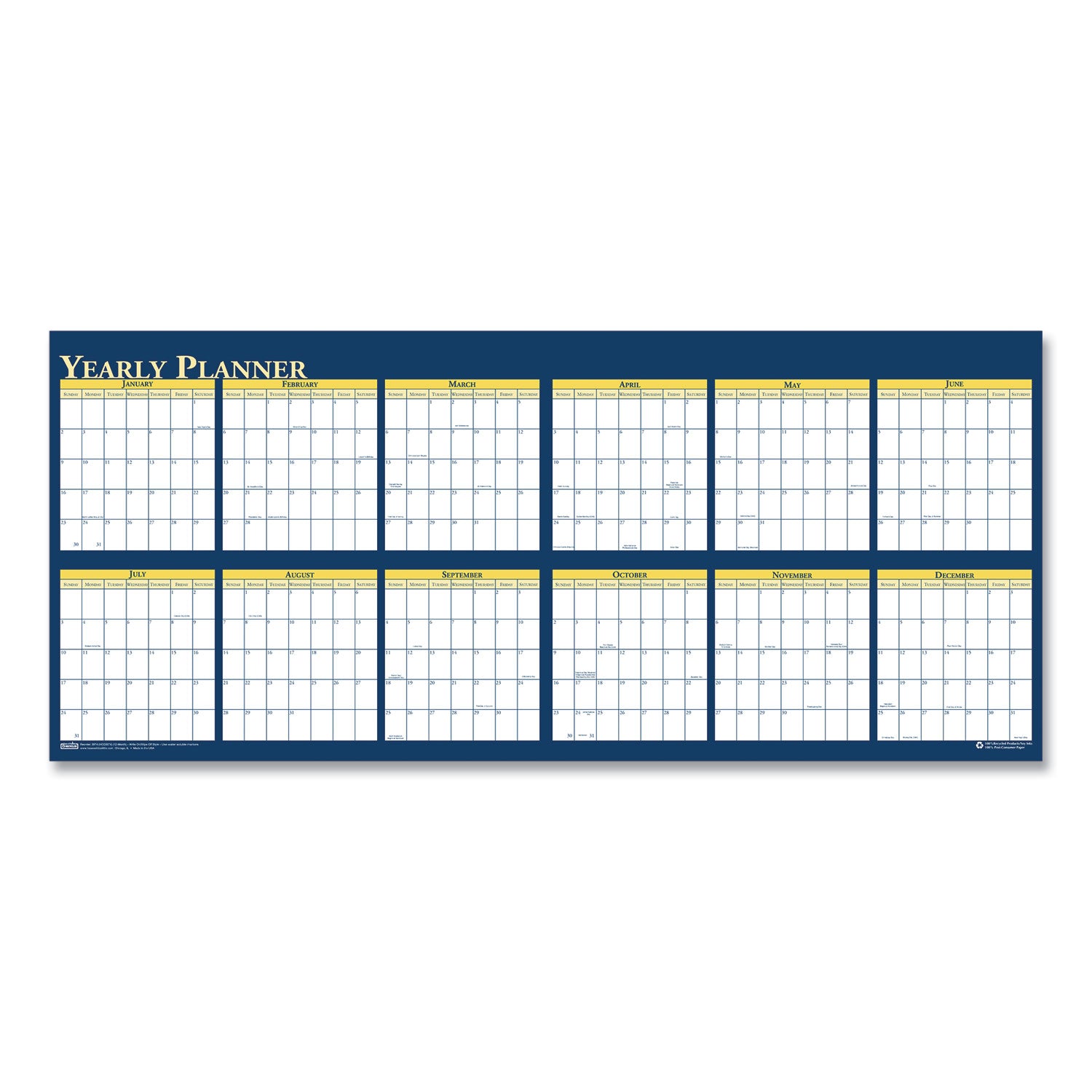 Julian Dates - Yearly - 12 Month - January 2026 to December 2026 - 60" x 26" Sheet Size - 2" x 1.75" , 1.63" x 2" Block - Paper - Erasable, Laminated - 1 Each