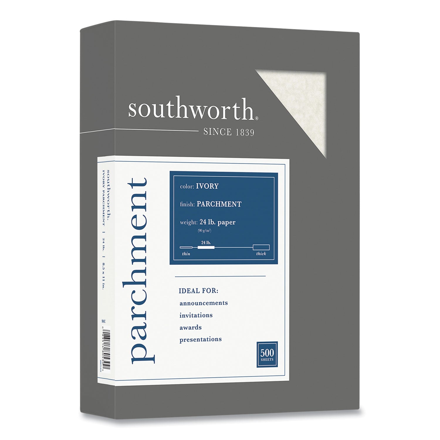 Letter - 8 1/2" x 11" - 24 lb Basis Weight - Parchment - Acid-free, Lignin-free - Ivory - 1 Box