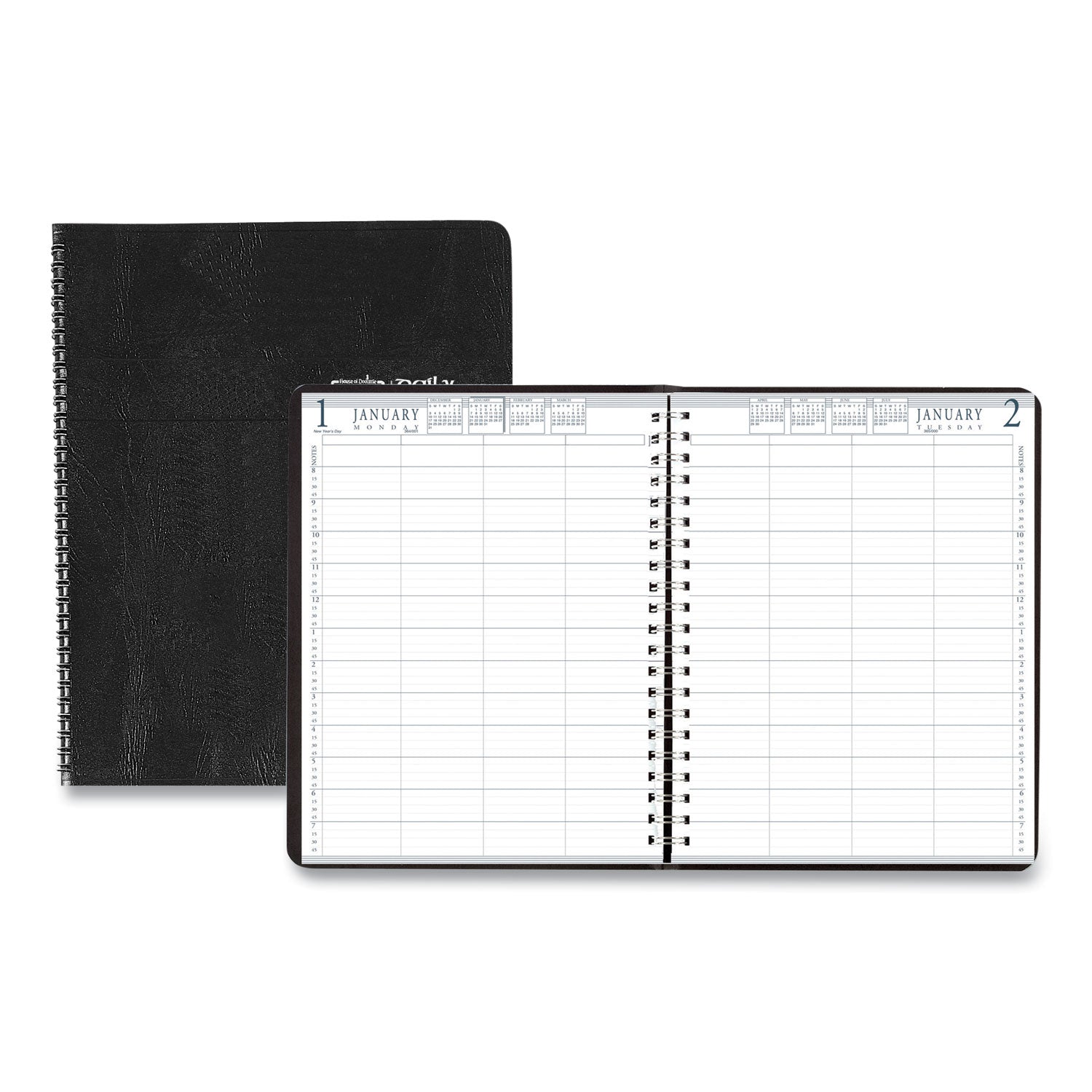 Julian Dates - Daily - 1 Year - January 2026 to December 2026 - 8:00 AM to 7:45 PM - Quarter-hourly - 1 Day Single Page Layout - 8" x 11" Sheet Size - Simulated Leather - Black Cover - 11" Height x 8.5" Width - 1 Each