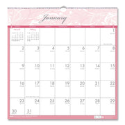 Julian Dates - Monthly - 1 Year - January 2026 to December 2026 - 1 Month Single Page Layout - 12" x 12" Sheet Size - 1.75" x 1.50" Block - Wire Bound - Pink - Paper - Reference Calendar, Eyelet - 1 Each