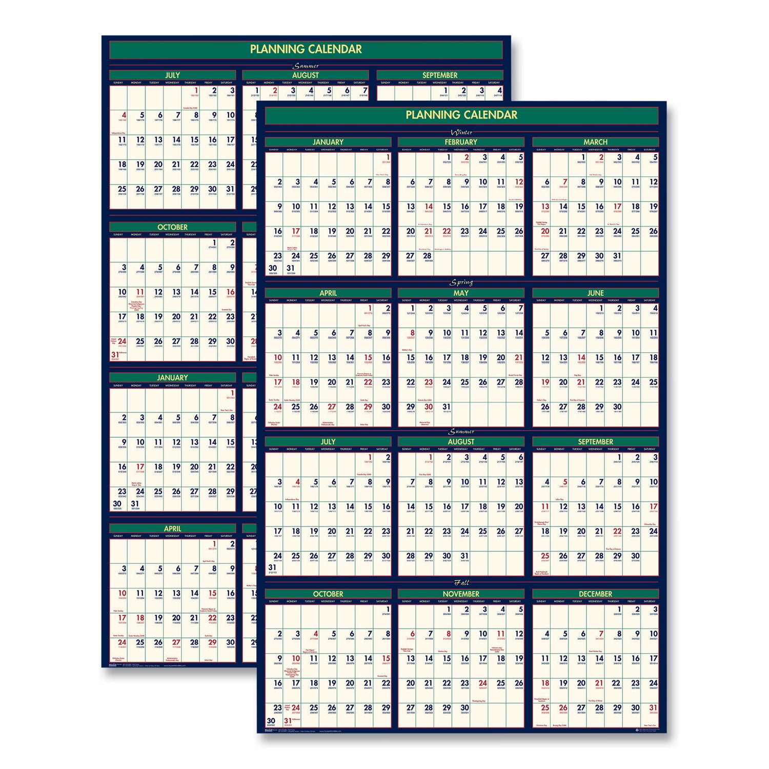 Julian Dates - Yearly - 12 Month - July 2025 to June 2026 - 24" x 37" Sheet Size - 1.50" x 1" Block - 1 Each