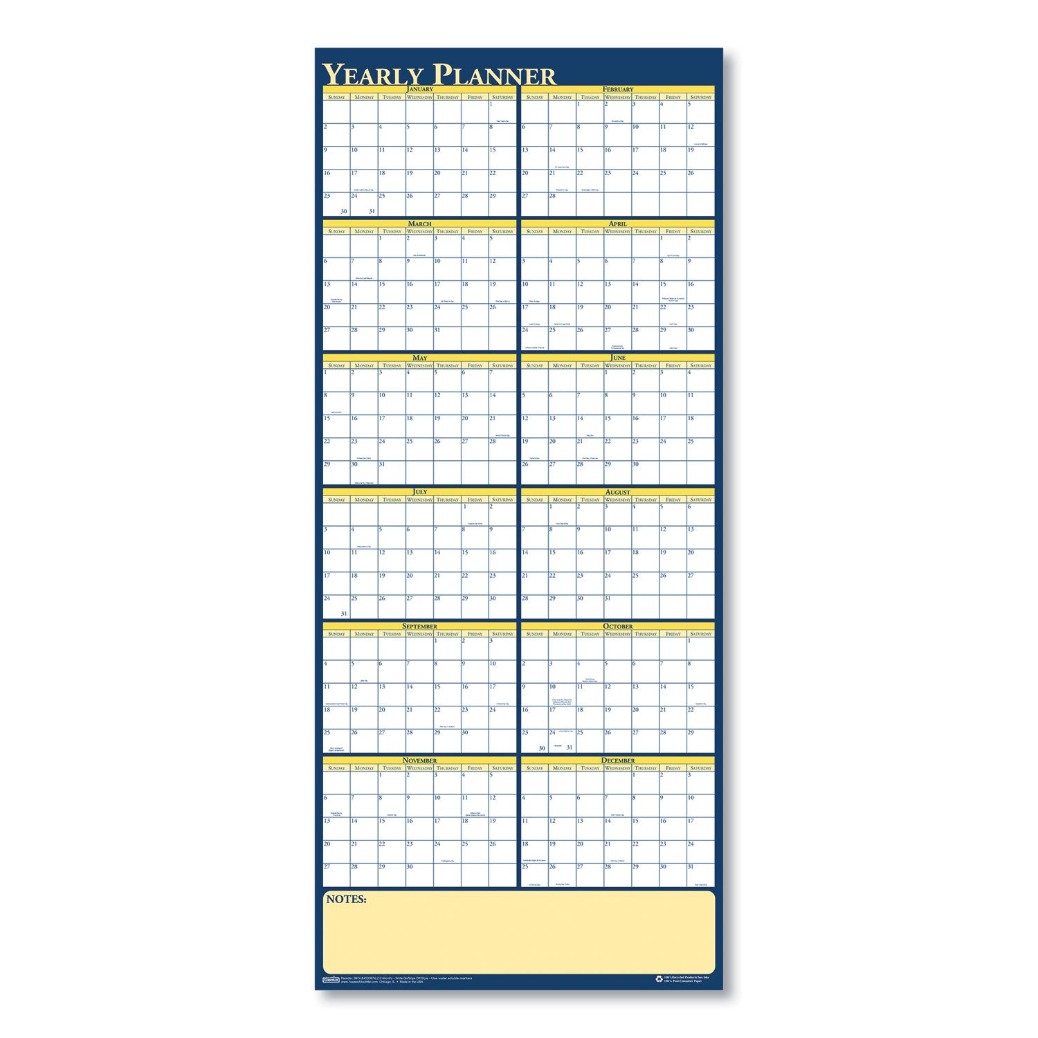Julian Dates - Yearly - 12 Month - January 2026 to December 2026 - 60" x 26" Sheet Size - 2" x 1.75" , 1.63" x 2" Block - Paper - Erasable, Laminated - 1 Each