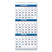 Julian Dates - Monthly - 14 Month - December 2025 to January 2027 - 3 Month Single Page Layout - 8" x 17" Sheet Size - 1" x 1.06" Block - Wire Bound - Blue, Green - Paper - Reference Calendar, Hanging Loop - 1 Each