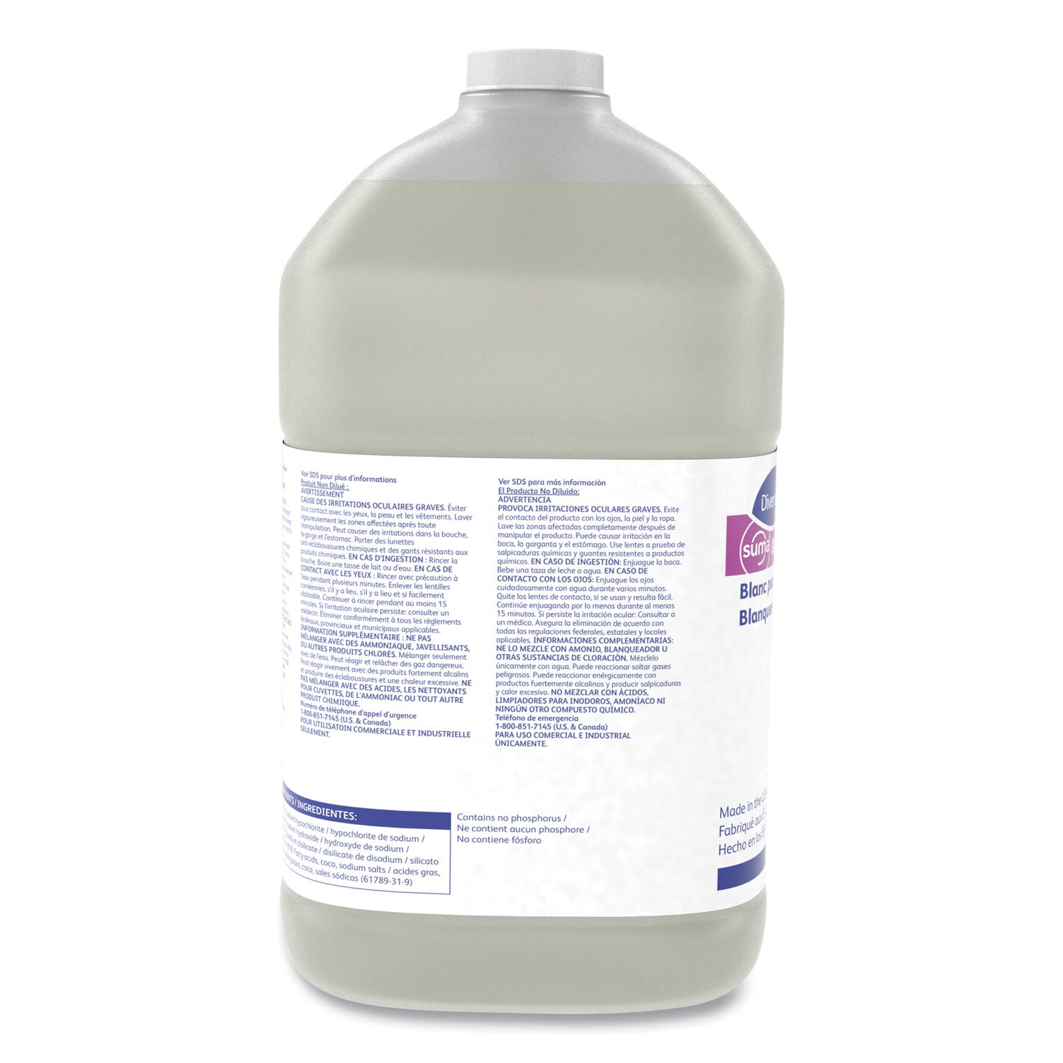 For Cutting Board, Plastic Surface - Ready-To-Use - Liquid - 128 fl oz (4 quart) - Chlorine Scent - Non-corrosive - Yellow - 1 Each