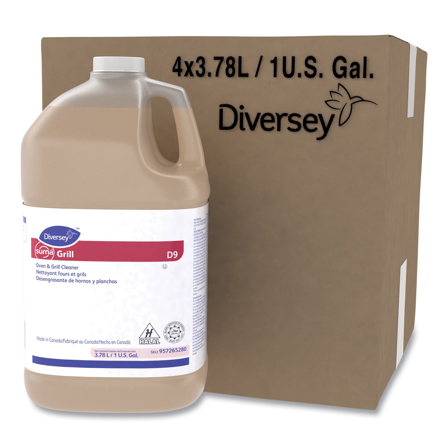 Diversey Suma Oven/Grill Cleaner, Ready-To-Use Liquid, 128 fl oz (4 quart), Heavy Duty, Brown, 1 Each