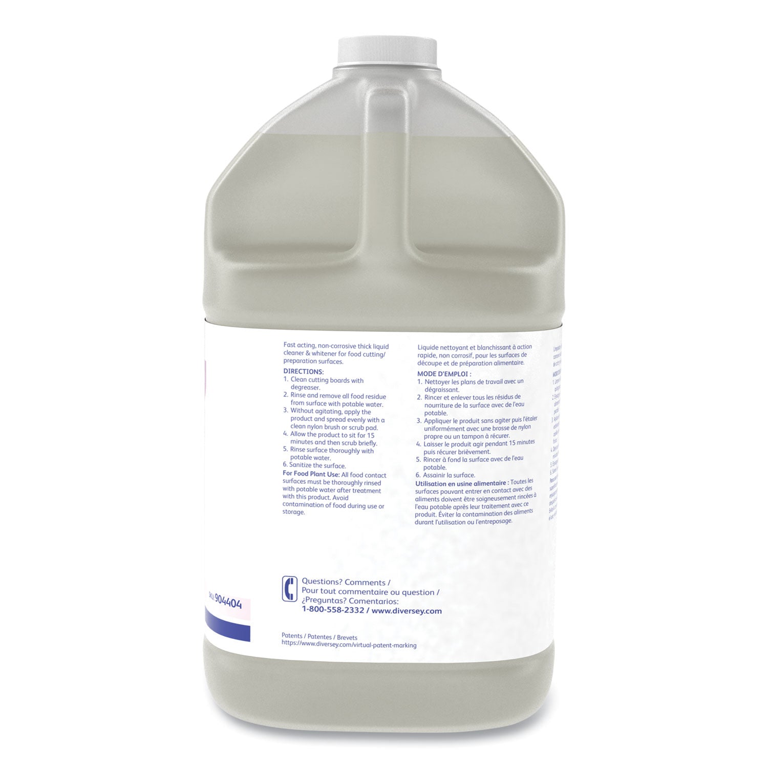 For Cutting Board, Plastic Surface - Ready-To-Use - Liquid - 128 fl oz (4 quart) - Chlorine Scent - Non-corrosive - Yellow - 1 Each