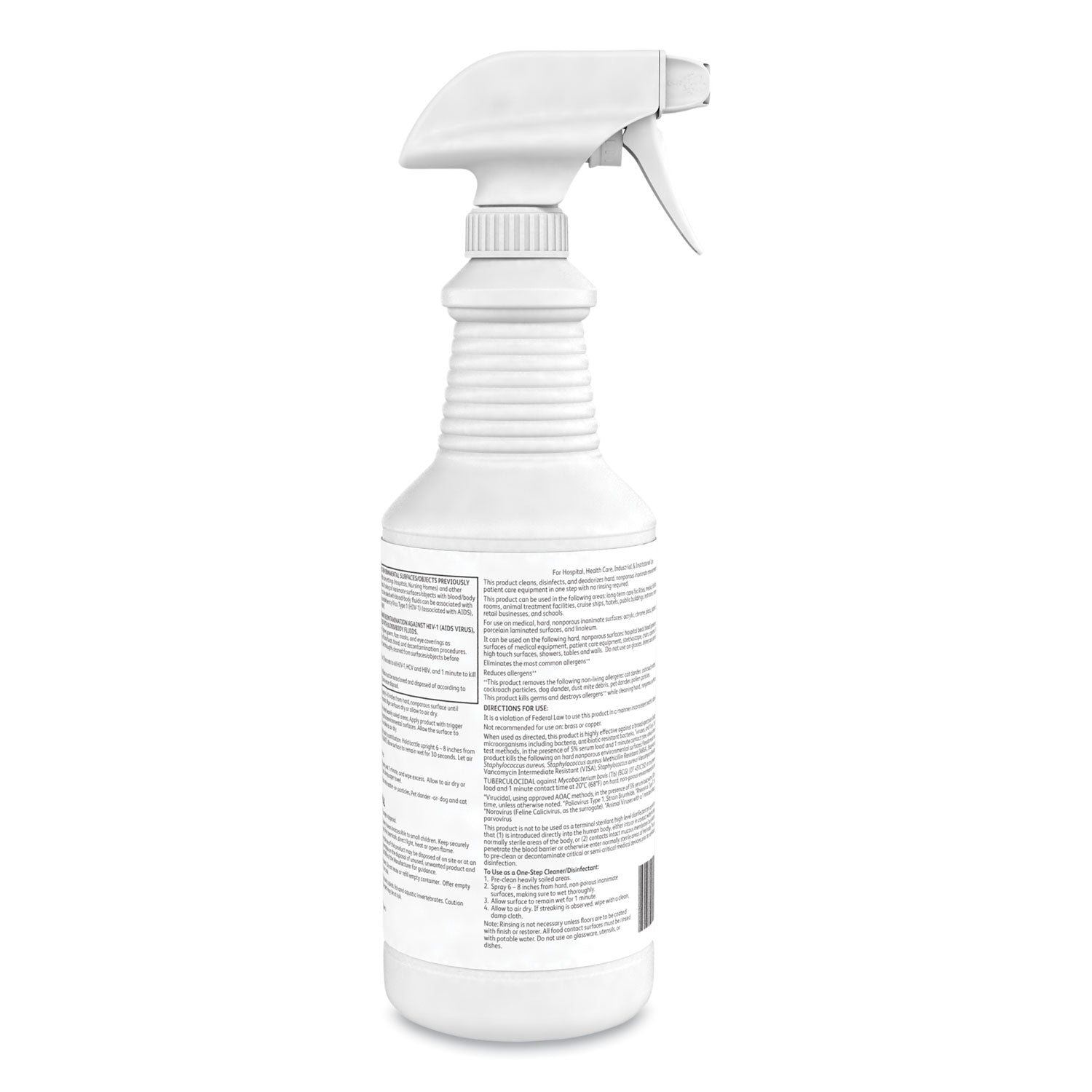 Ready-To-Use - 32 fl oz (1 quart) - 2.1 pH - Characteristic Scent - Bactericide, Fungicide, Tuberculocide, VOC-free, NPE-free, Fragrance-free, Phosphate-free, Phenol-free, Deodorize - Colorless - 12 / Carton
