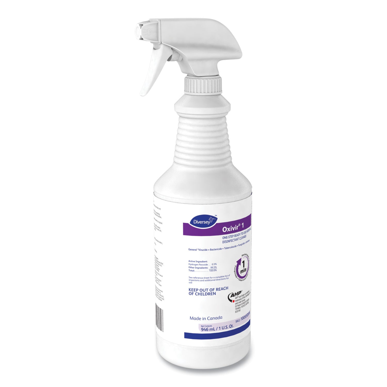 Ready-To-Use - 32 fl oz (1 quart) - 2.1 pH - Characteristic Scent - Bactericide, Fungicide, Tuberculocide, VOC-free, NPE-free, Fragrance-free, Phosphate-free, Phenol-free, Deodorize - Colorless - 12 / Carton