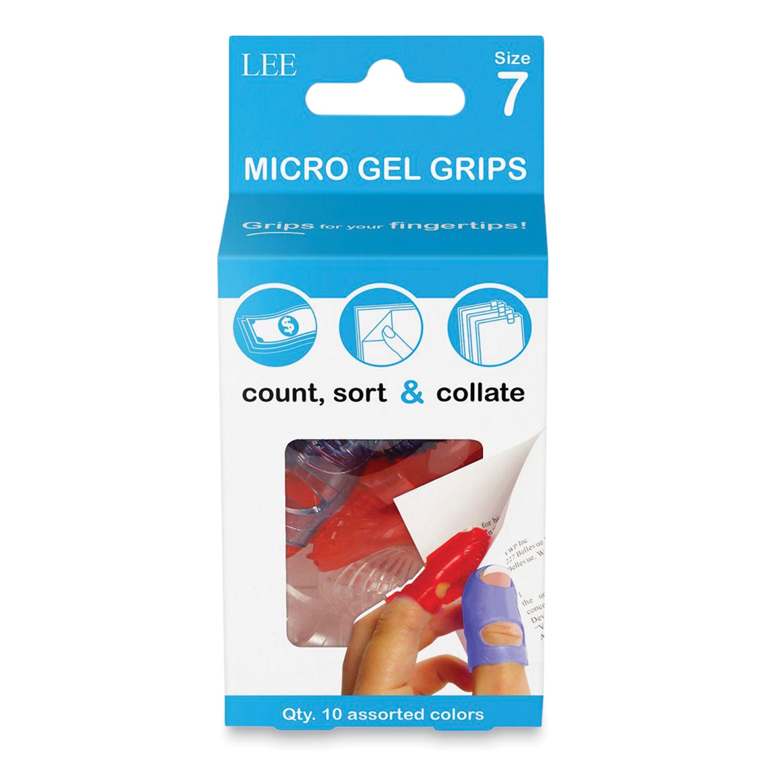 LEE Micro Gel Grips - #7 with 0.69" Diameter - Medium Size - Rubber - Assorted - 10 / Pack