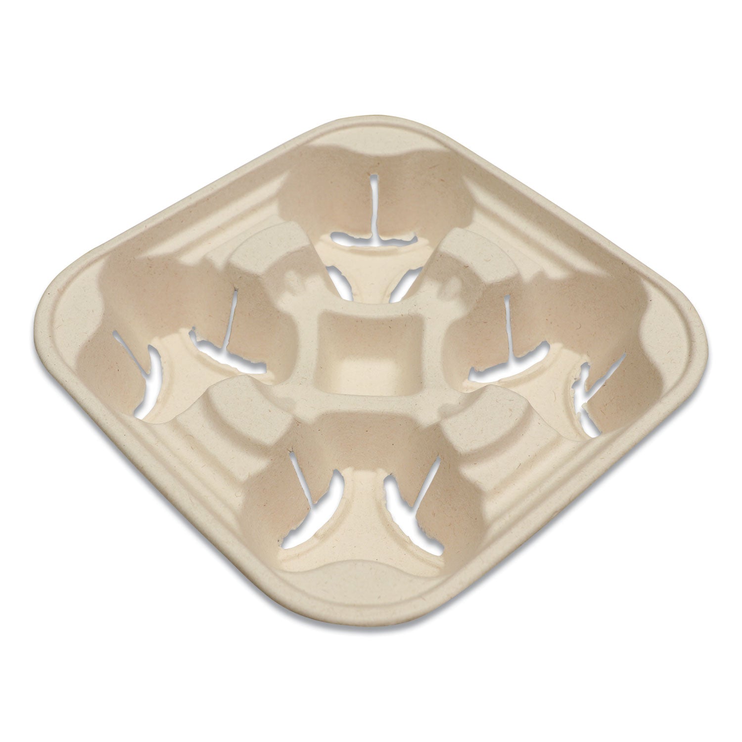 Fiber Cup Carriers, 8 oz to 22 oz, Four Cups, Natural, 600/Carton