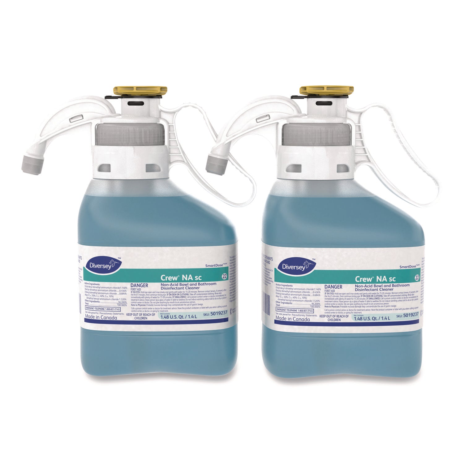 Diversey Non-acid Bowl/Bathroom Cleaner - For Multi Surface, Multipurpose - Concentrate - 47.3 fl oz (1.5 quart) - Floral Scent - Deodorize, Disinfectant, Antibacterial - Blue - 1 Each