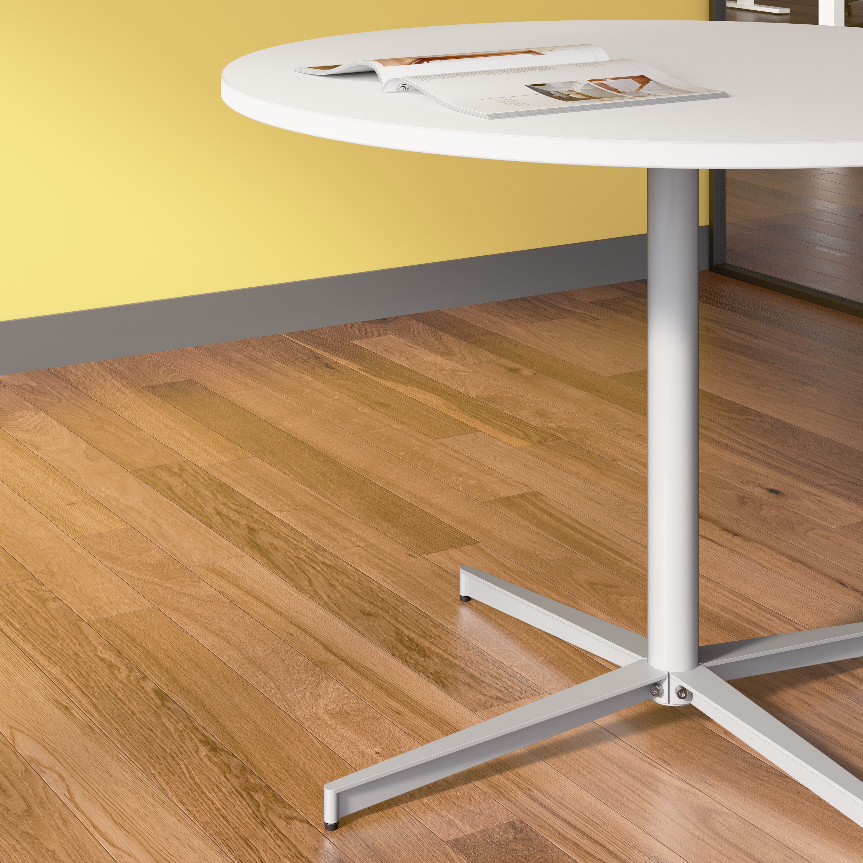 Bush Business Furniture 42-inch Round Conference Table with Metal Base in White - 41.38" Width x 41.38" Depth x 30.33" Height