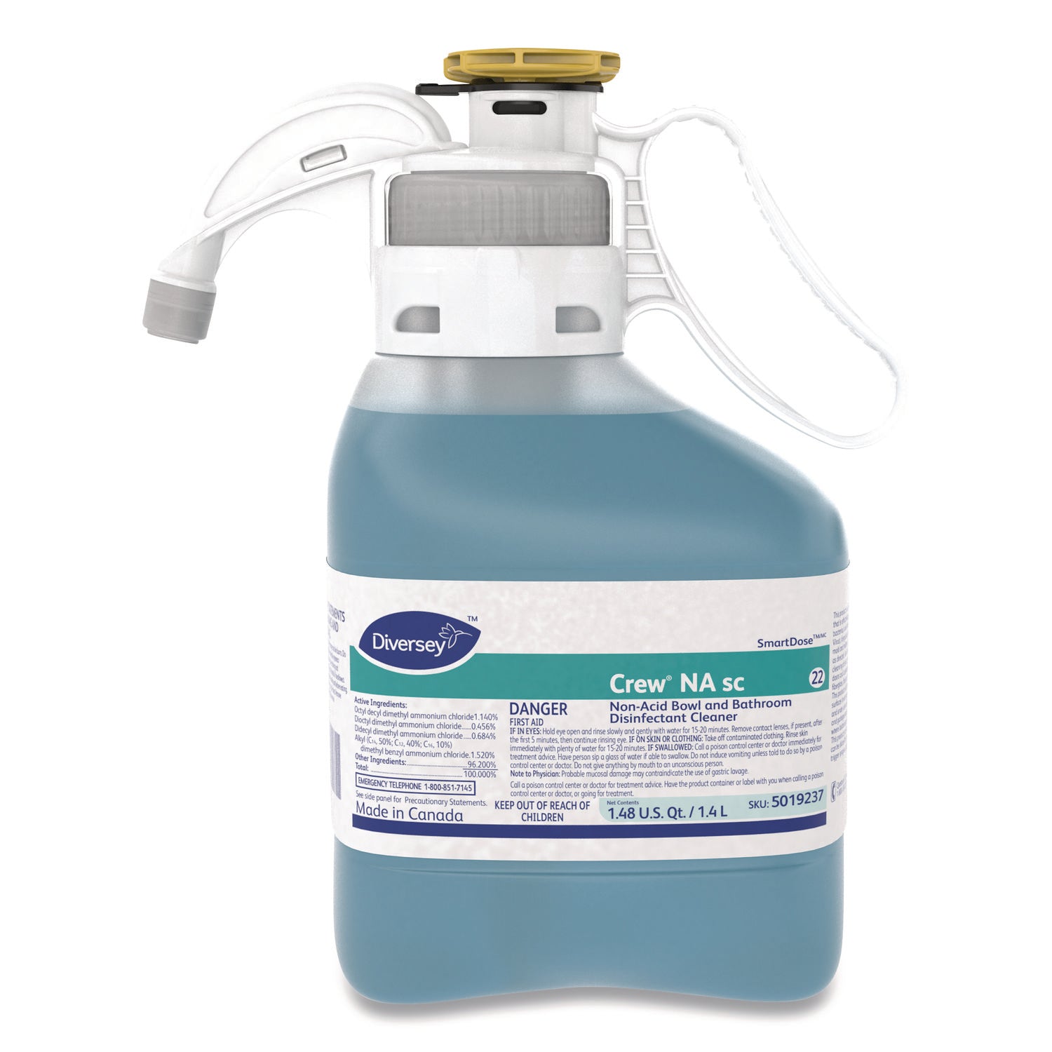 Diversey Non-acid Bowl/Bathroom Cleaner - For Multi Surface, Multipurpose - Concentrate - 47.3 fl oz (1.5 quart) - Floral Scent - Deodorize, Disinfectant, Antibacterial - Blue - 1 Each