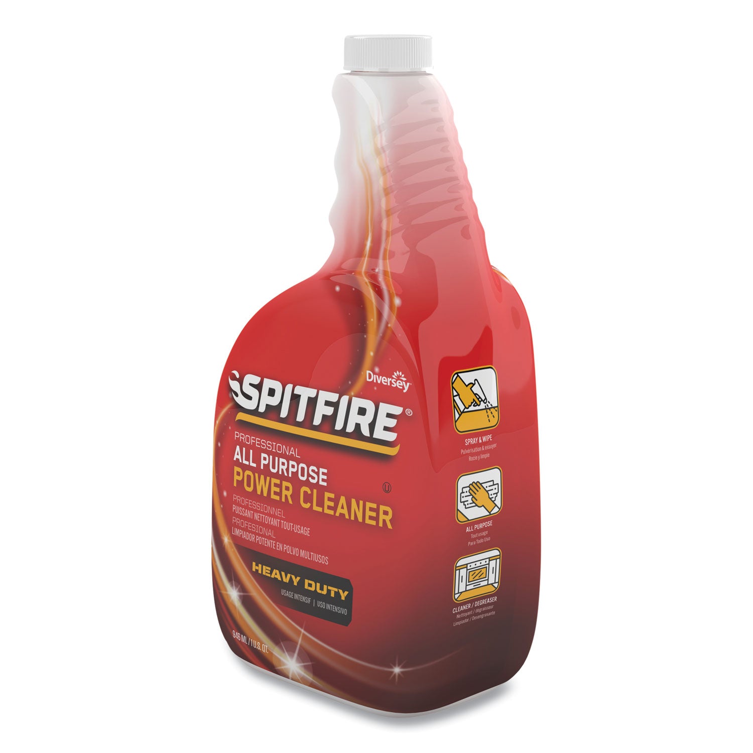 Diversey Spitfire Power Cleaner - Ready-To-Use - 32 fl oz (1 quart) - Fresh Scent - Heavy Duty - Red Spray Bottle - 4 / Carton