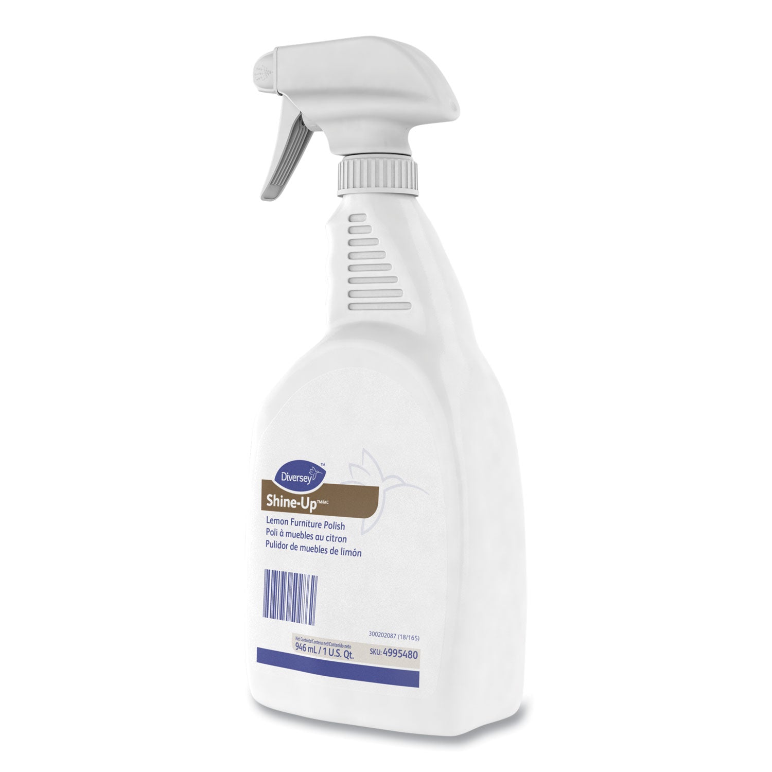 Diversey Shine-Up Lemon Furniture Polish - Ready-To-Use Spray - 32 fl oz (1 quart) - Lemon Scent - 1 Each - White