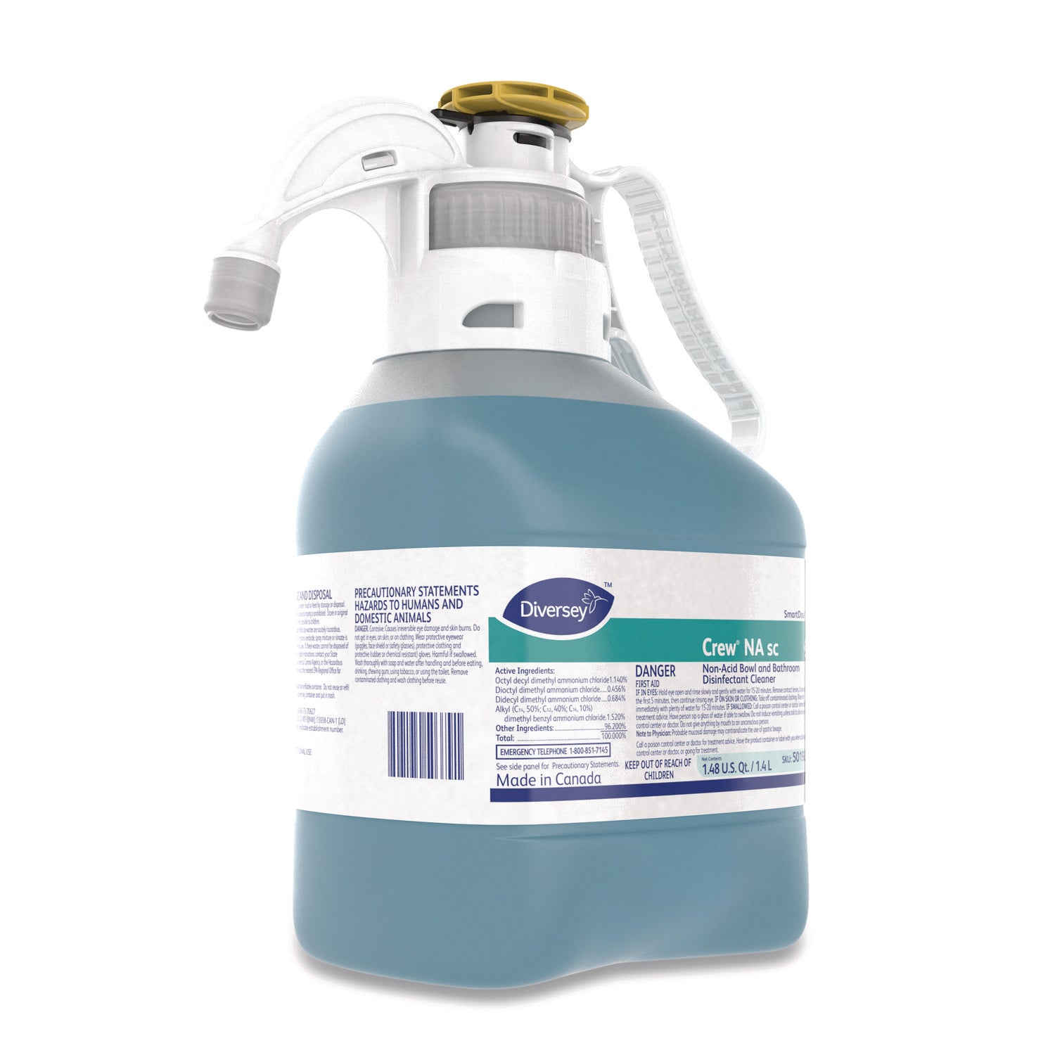 Diversey Non-acid Bowl/Bathroom Cleaner - For Multi Surface, Multipurpose - Concentrate - 47.3 fl oz (1.5 quart) - Floral Scent - Deodorize, Disinfectant, Antibacterial - Blue - 1 Each