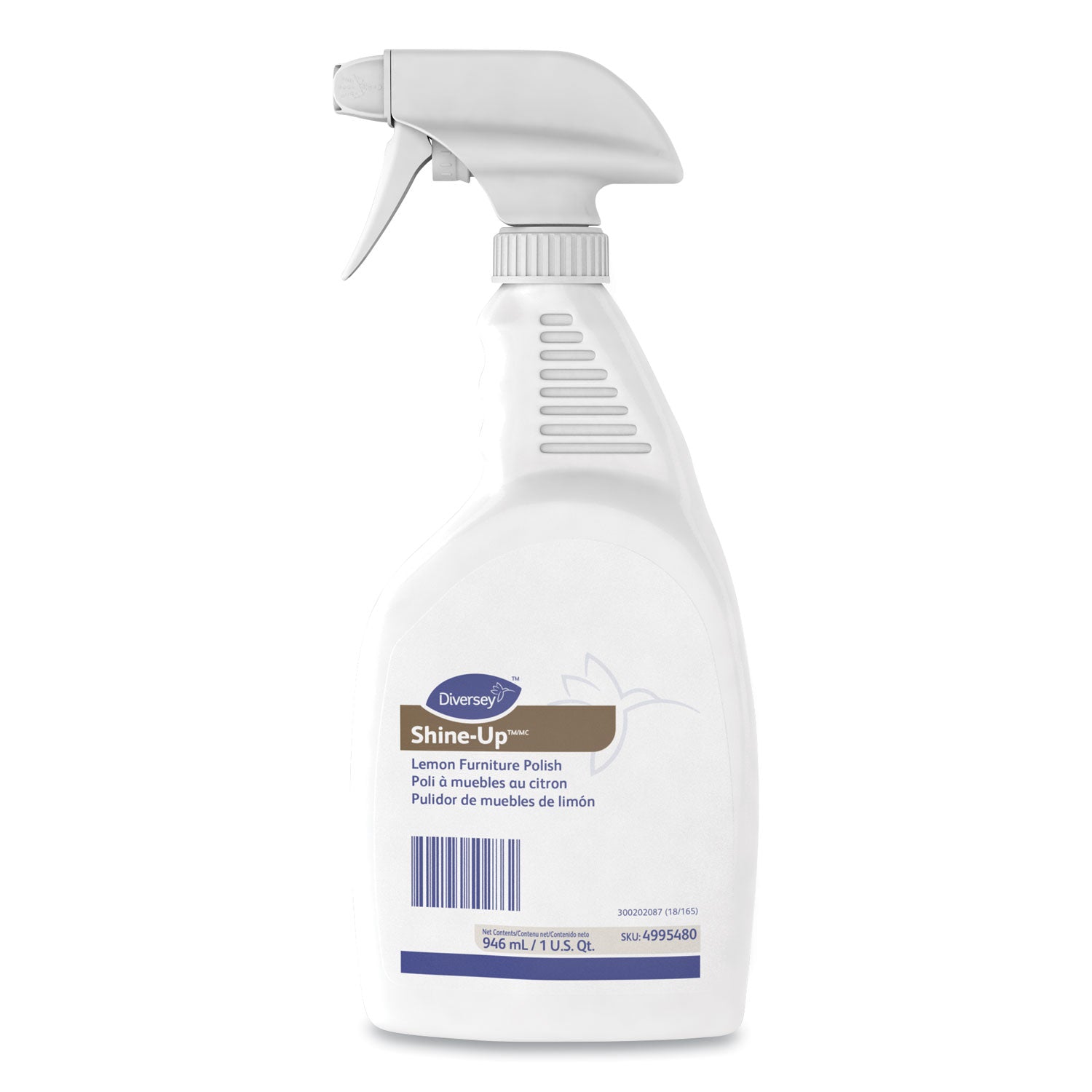 Diversey Shine-Up Lemon Furniture Polish - Ready-To-Use Spray - 32 fl oz (1 quart) - Lemon Scent - 1 Each - White