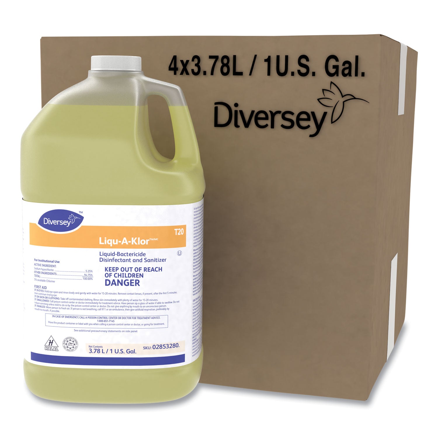 Liqu-A-Klor Disinfectant/sanitizer, 1 Gal Bottle, 4/carton