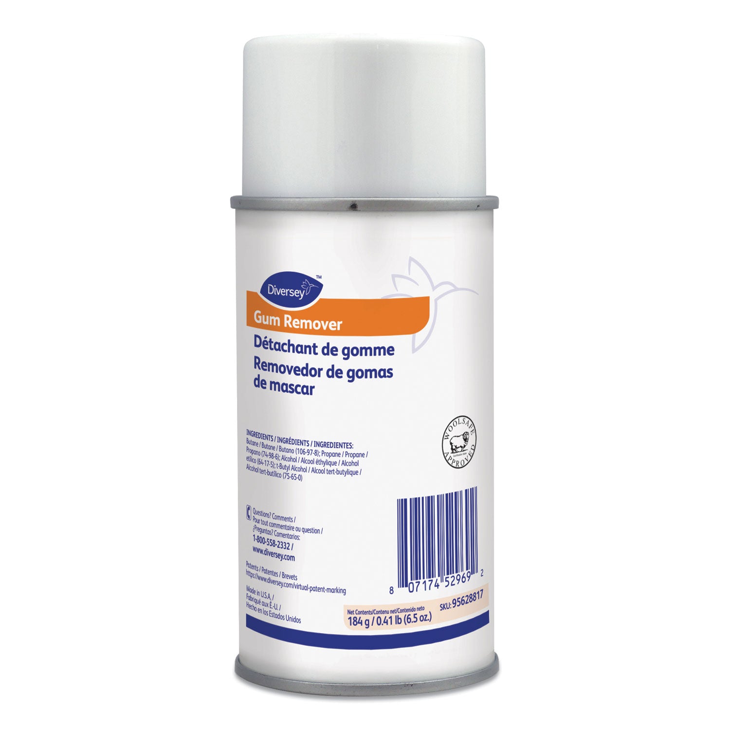 Diversey Gum Remover, Ready-To-Use Aerosol, Fruity Scent, Clear, 6.5 fl oz, 12 per Carton