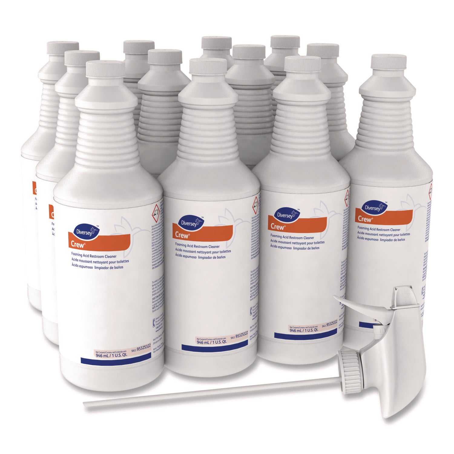 Diversey Foaming Acid Restroom Cleaner, Ready-To-Use, 32 fl oz (1 quart), Red, 1 Each