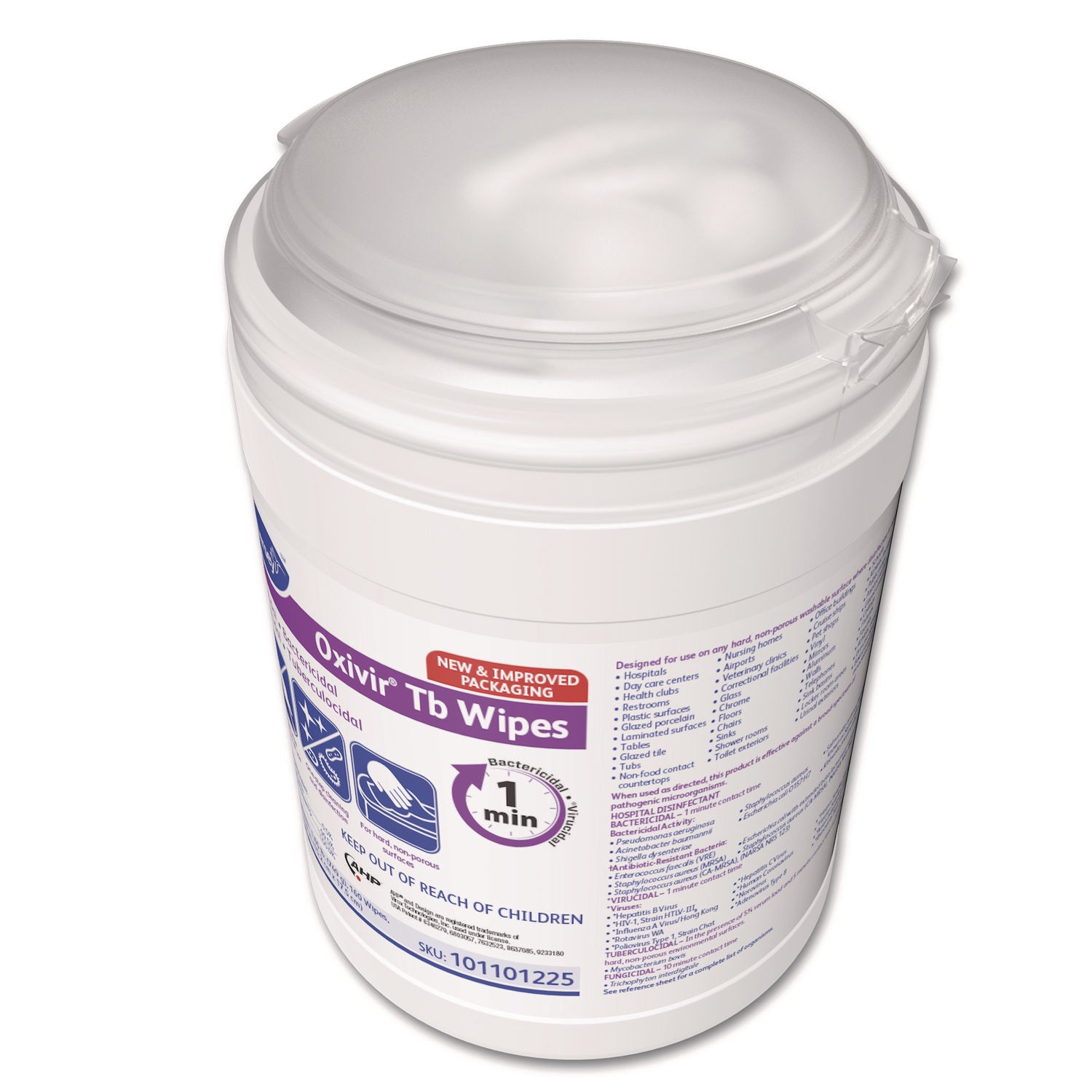 Diversey Oxivir Tb Wipes - For Multipurpose - Characteristic Scent - 7" Length x 6" Width - Recommended For: Bacteria Remover, Fungi Remover, Virus Remover, Blood Remover - Disinfectant, VOC-free - White - 160/Tub - 1 Each