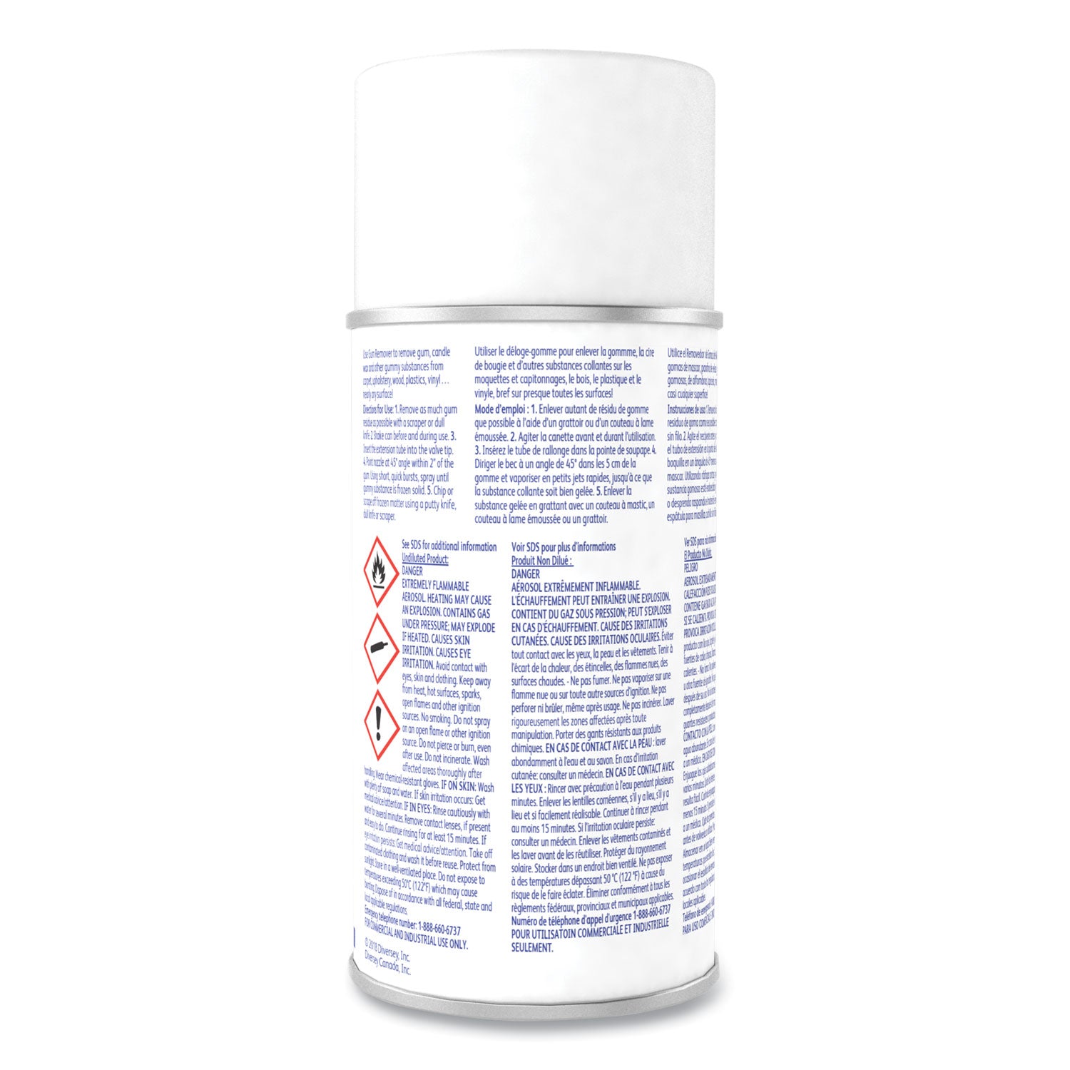 Diversey Gum Remover, Ready-To-Use Aerosol, Fruity Scent, Clear, 6.5 fl oz, 12 per Carton