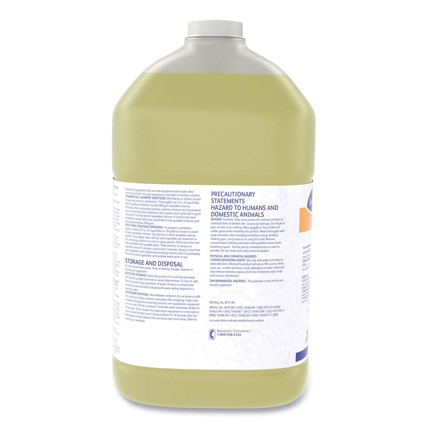 Liqu-A-Klor Disinfectant/sanitizer, 1 Gal Bottle, 4/carton