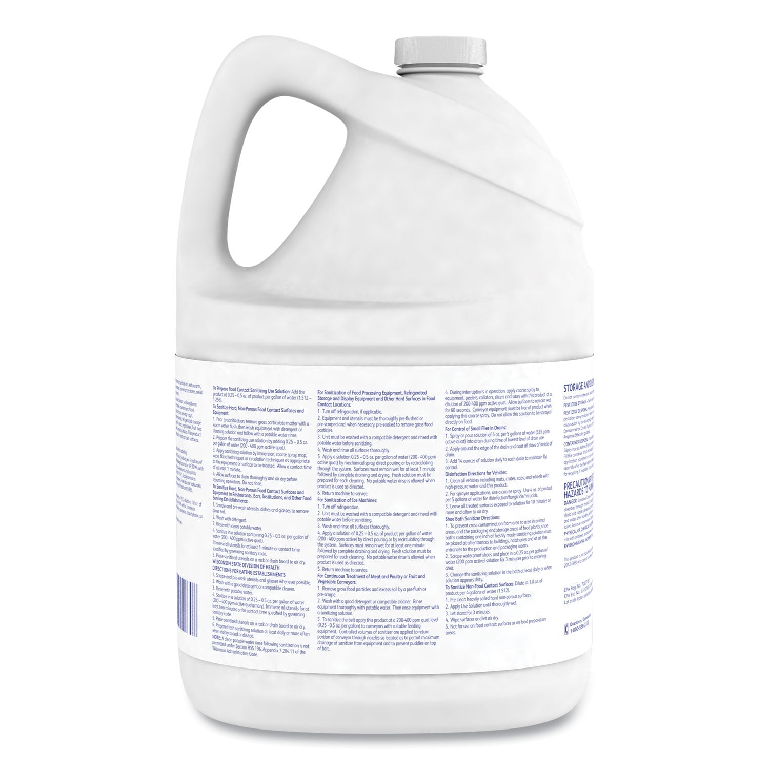 Diversey J-512 Sanitizer, Concentrate Liquid, Quaternary Scent, 128 fl oz (4 quart) Bottles, Red, 4/Carton, Kosher, Rinse-Free, pH 7.9