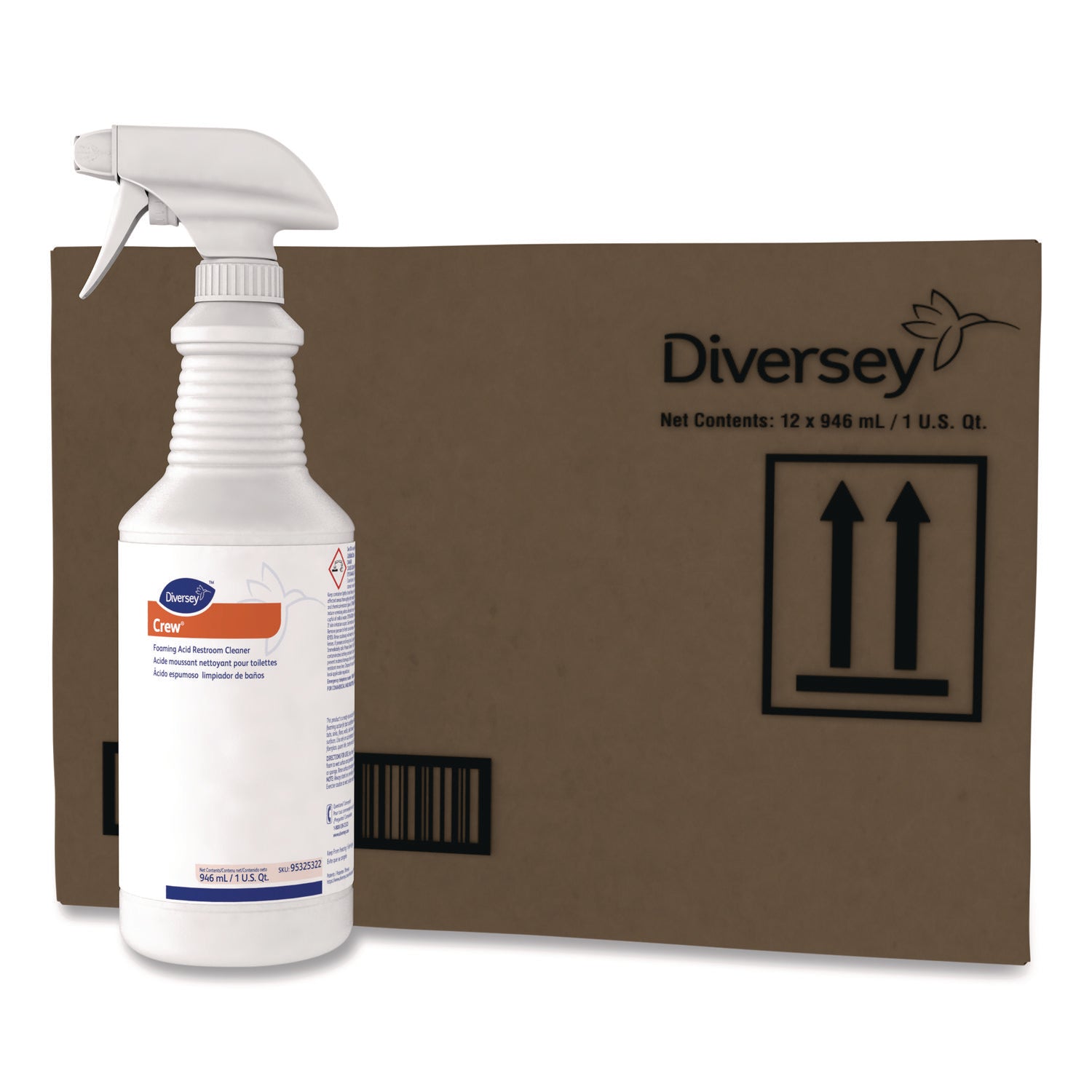 Diversey Foaming Acid Restroom Cleaner, Ready-To-Use, 32 fl oz (1 quart), Red, 1 Each