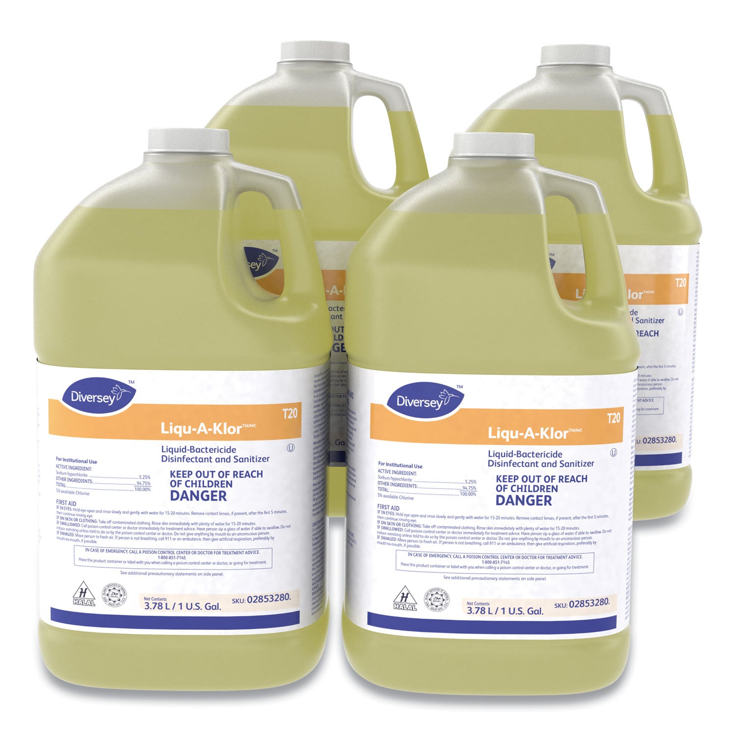 Liqu-A-Klor Disinfectant/sanitizer, 1 Gal Bottle, 4/carton