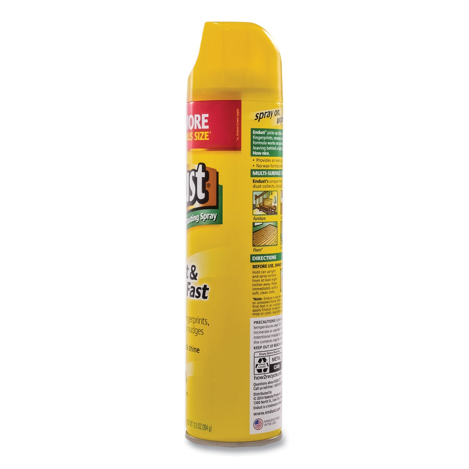 Diversey ENDUST Lemon Dust & Clean Spray - Ready-To-Use - 12.50 oz (0.78 lb) - Lemon Zest Scent - Hypoallergenic, Fragrance-free, Fast Acting, Silicon-free, Easy to Use, Residue-free - Clear - 1 Each