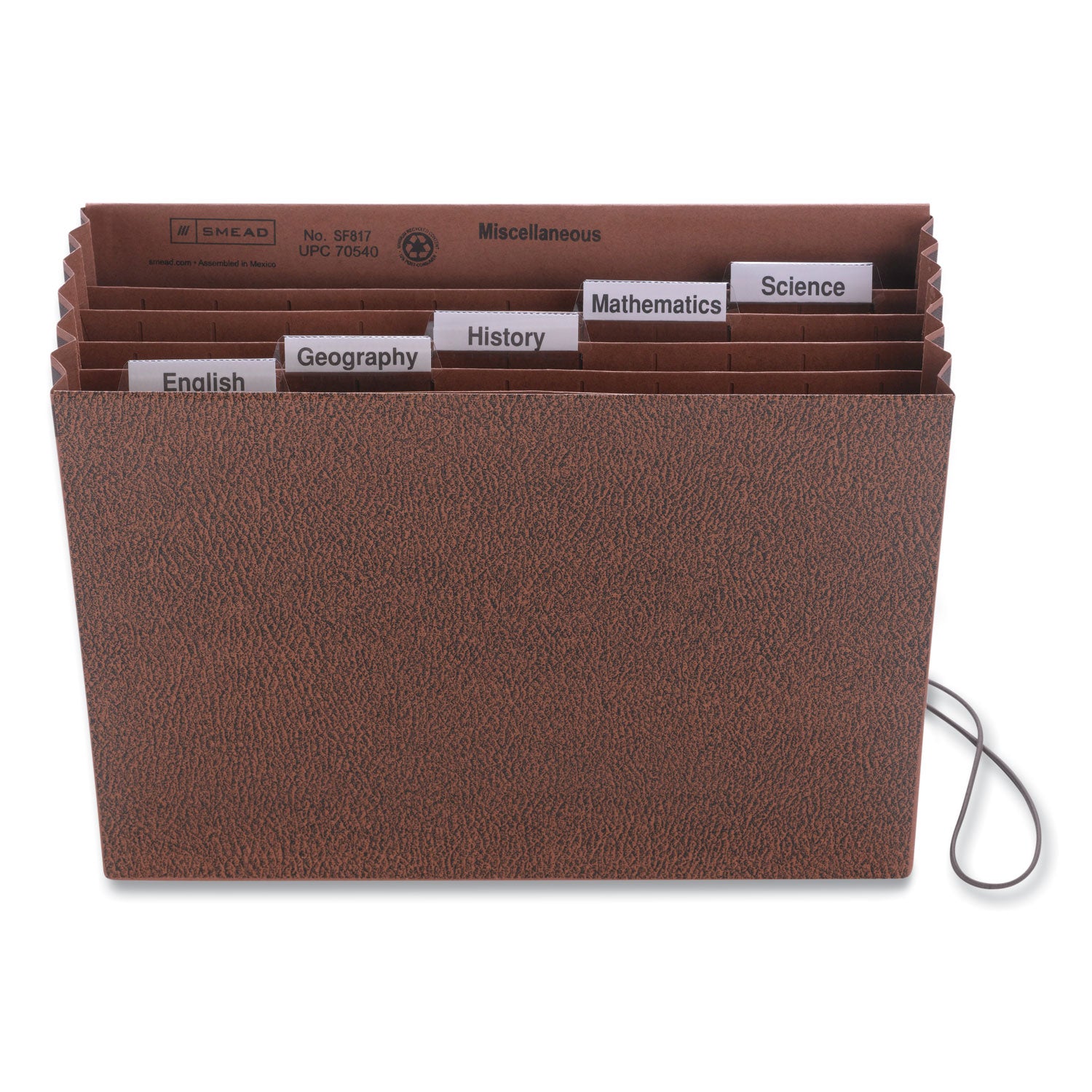 8 1/2" x 11" - 5 1/4" Expansion - 6 Pocket(s) - Top Tab Location - Assorted Tab Position - Redrope - Elastic Closure, Flap - 30% Recycled - 1 Each