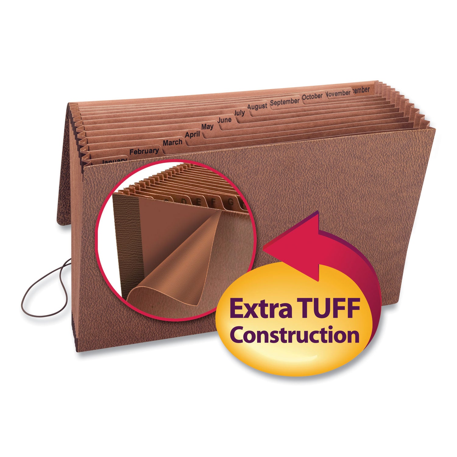 8 1/2" x 14" - 12 Pocket(s) - Redrope, Tyvek - Redrope - Flap, Elastic Closure, Reinforced Gusset - 30% Recycled - 1 Each