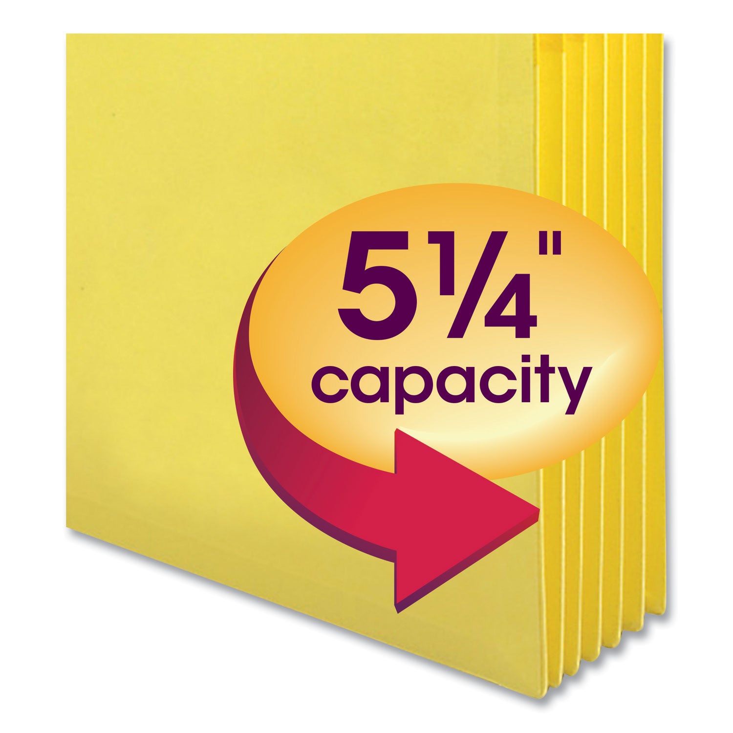 Smead Straight Tab Cut Letter Recycled File Pocket - 8 1/2" x 11" - 5 1/4" Expansion - Top Tab Location - Card Stock - Yellow - Tear Resistant - 10% Recycled - 1 Each