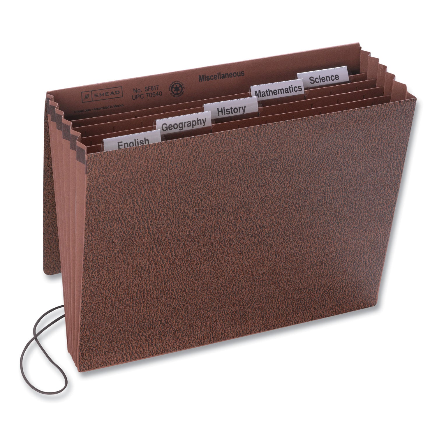 8 1/2" x 11" - 5 1/4" Expansion - 6 Pocket(s) - Top Tab Location - Assorted Tab Position - Redrope - Elastic Closure, Flap - 30% Recycled - 1 Each