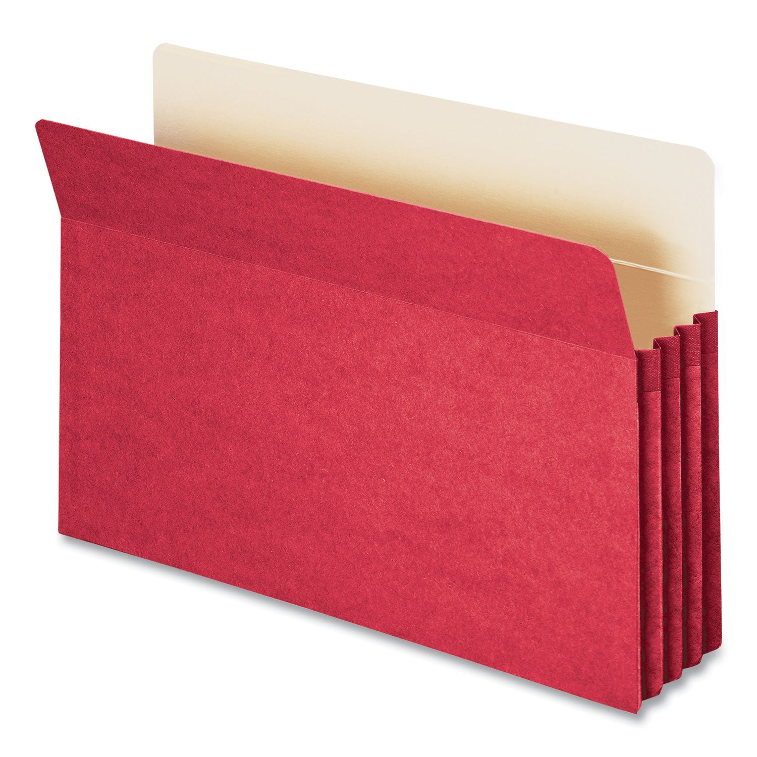 Smead Straight Tab Cut Legal Recycled File Pocket - 8 1/2" x 14" - 3 1/2" Expansion - Top Tab Location - Red - Tear Resistant - 10% Recycled - 1 Each