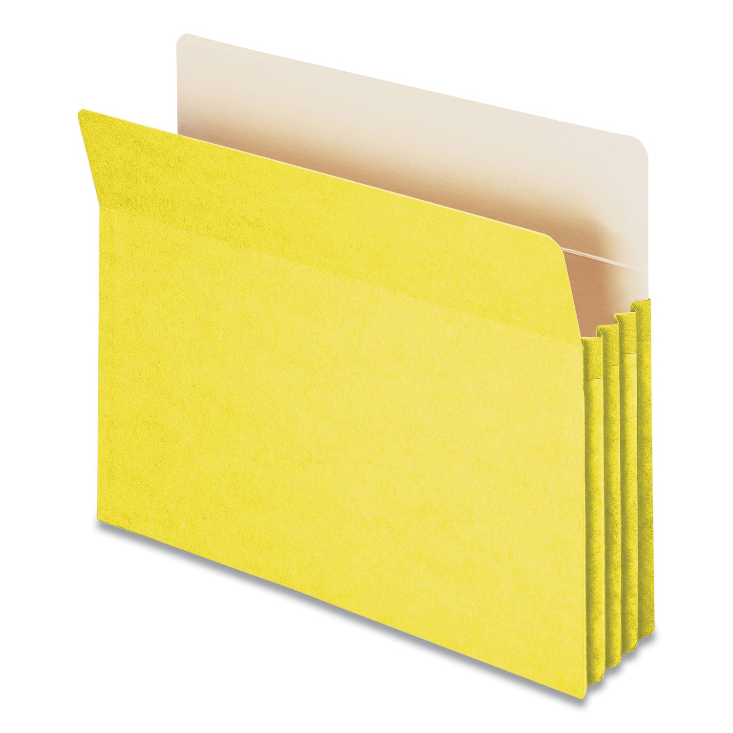 Smead Straight Tab Cut Letter Recycled File Pocket - 8 1/2" x 11" - 3 1/2" Expansion - Top Tab Location - Card Stock - Yellow - 10% Recycled - 1 Each