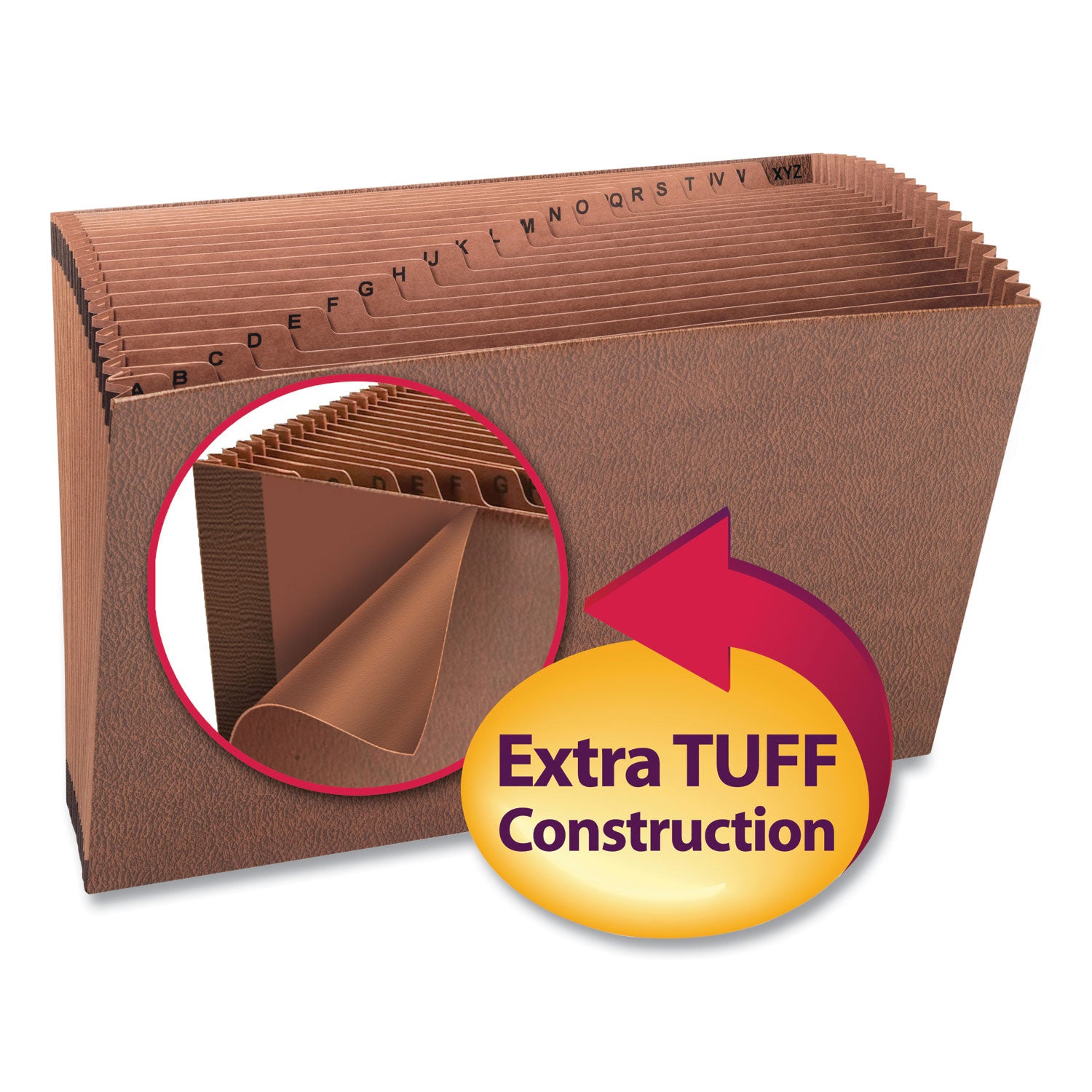 Smead TUFF Legal Recycled Expanding File - 8 1/2" x 14" - 7/8" Expansion - 21 Pocket(s) - Redrope - Tear Resistant, Reinforced Gusset - 30% Recycled - 1 Each