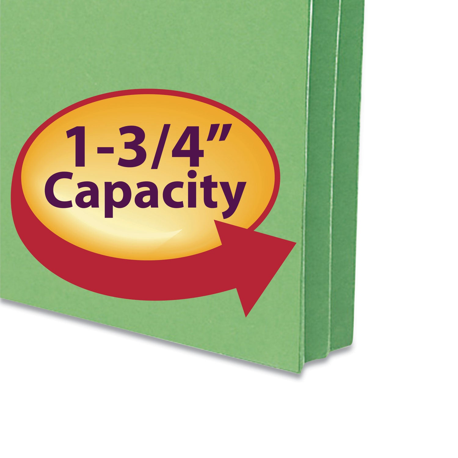 Smead Straight Tab Cut Letter Recycled File Pocket - 8 1/2" x 11" - 1 3/4" Expansion - Top Tab Location - 9 pt. - Card Stock - Green - Tear Resistant - 10% Recycled - 1 Each