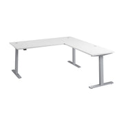 Bush Business Furniture Move 60 Series 72W Height Adjustable L Shaped Standing Desk in White with Metallic Gray Base - 71.02" Width x 76.97" Depth x 27.44" Height