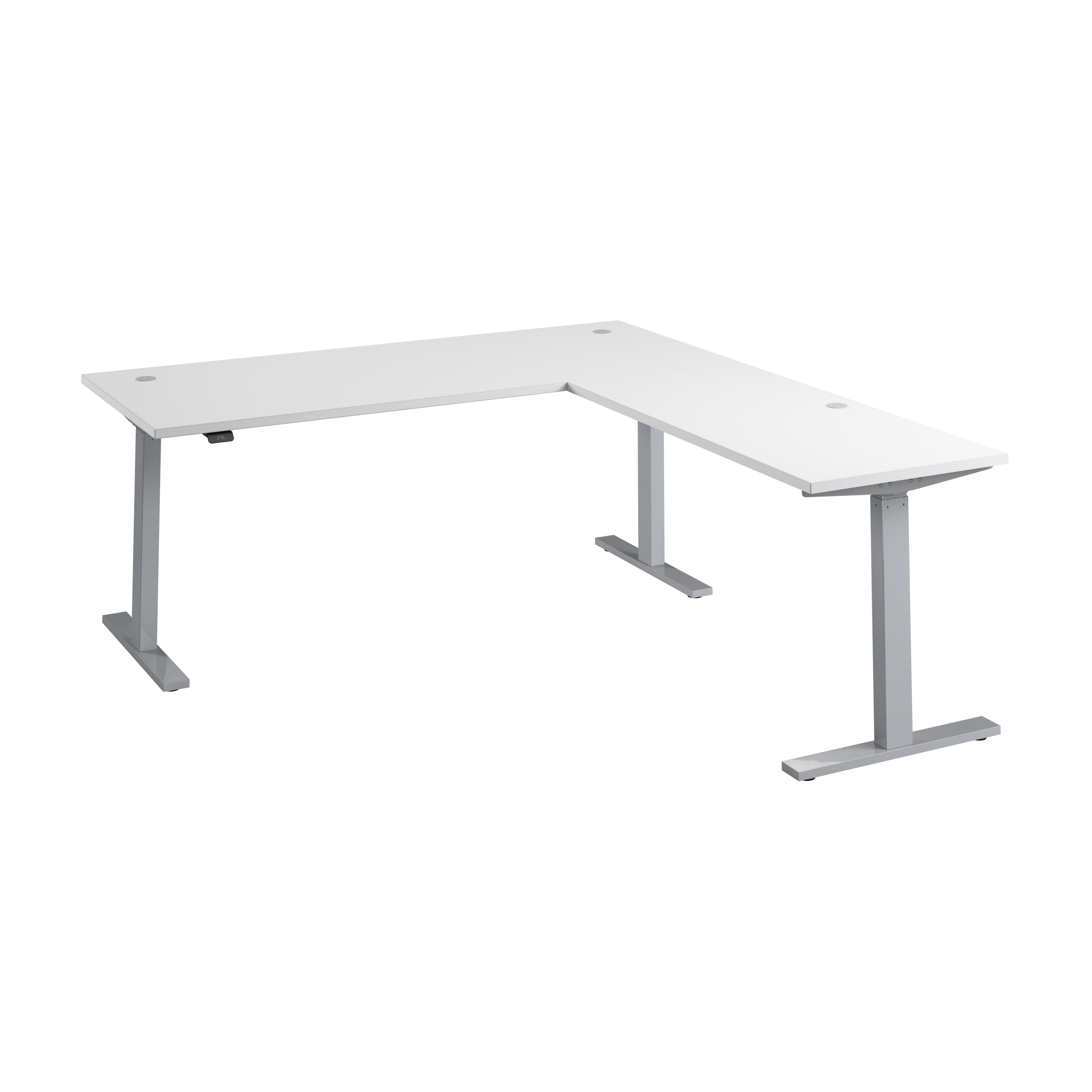 Bush Business Furniture Move 60 Series 72W Height Adjustable L Shaped Standing Desk in White with Metallic Gray Base - 71.02" Width x 76.97" Depth x 27.44" Height