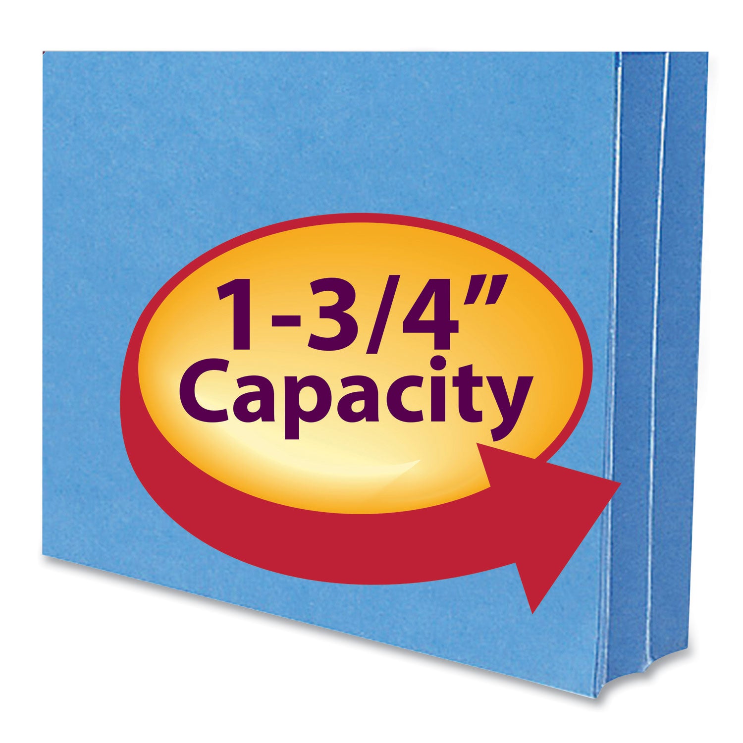 Smead Straight Tab Cut Letter Recycled File Pocket - 8 1/2" x 11" - 1 3/4" Expansion - Top Tab Location - Card Stock - Blue - Tear Resistant - 10% Recycled - 1 Each