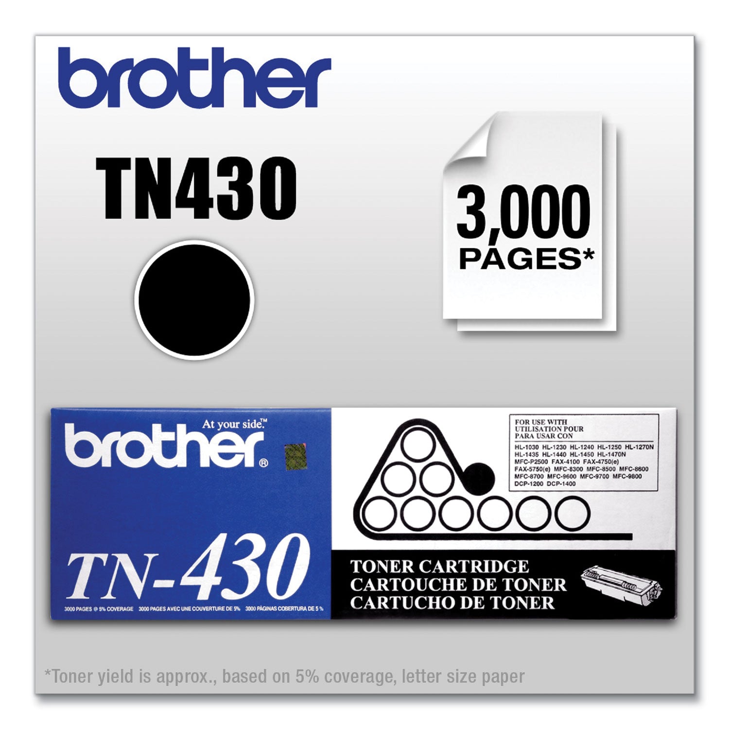 Brother TN430 Original Laser Toner Cartridge - Black - 1 Each