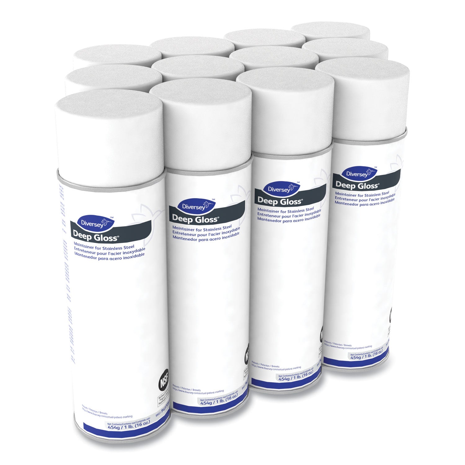 Diversey Deep Gloss Stainless Steel Maintainer, Ready-To-Use, Aerosol, 16 fl oz, White, 1 Each
